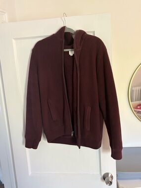 GAP Men's Zip-Up Hooded Sweater Jacket - Maroon